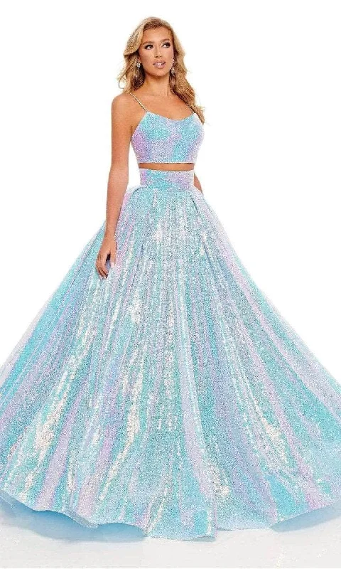 pastel prom dressesRachel Allan - Scoop Neck Sequin Prom Gown 70238 - 1 pc Powder Blue Iridescent In Size 4 Available