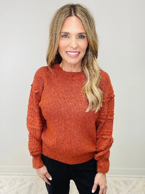 women's tops for those who want to create outfits that are both trendy and timelessFALLING FOR FALL TOP DARK RUST--FLASH SALE