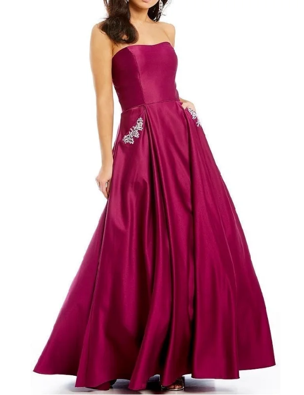 Formal Dress for Graduations3 - blondie nites strapless magenta ballgown with embellished pockets