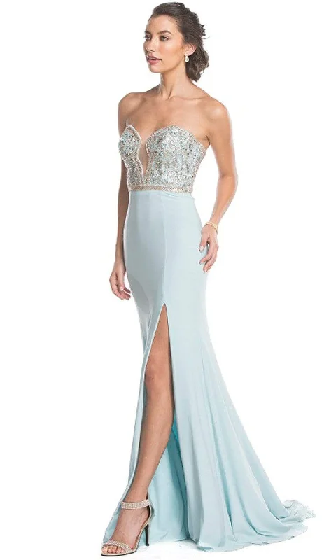 tulle prom dressesTrevi Collection - Bedazzled Deep Sweetheart Sheath Prom Dress